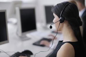 woman on a headset in a call center